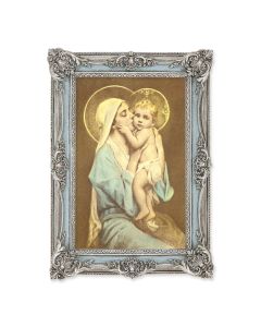 5 1/8" x 7 1/4" Antiqued Powder Blue and Silver Frame with Chambers: Queen of Mothers Print-P65