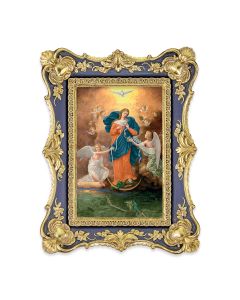 6 1/4" x 8 1/8" Antiqued Dark Blue and Gold Photo Frame with O.L. Untier of Knots Print-P65
