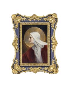 6 1/4" x 8 1/8"  Antiqued Dark Blue and Gold Photo Frame with Chambers: The Saint Print- P65 