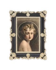 6" x 8" Antiqued Black and Gold Photo Frame with CHAMBERS: Light of The World Print-P65