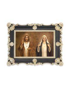 6" x 8"  Antiqued Black and Gold Photo Frame with Chambers: The Sacred Hearts Print-P65