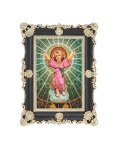 6" x 8" Antiqued Black and Gold Photo Frame with Divino Nino Print- P65