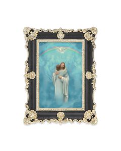6" x 8"  Antiqued Black and Gold Photo Frame with Welcome Home Print-P65
