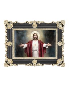 6" x 8" Antiqued Black and Gold Photo Frame with CHAMBERS: Welcoming Jesus Print -P65