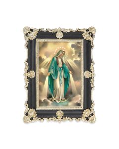 6" x 8"  Antiqued Black and Gold Photo Frame with O.L. of Grace Print-P65