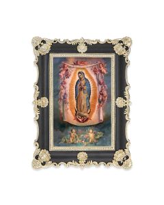 6" x 8"  Antiqued Black and Gold Photo Frame with O.L. of Guadalupe Print-P65
