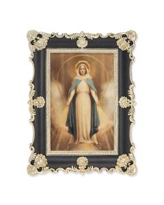 6" x 8" Antiqued Black and Gold Photo Frame with Chambers: Miraculous Mary Print-P65