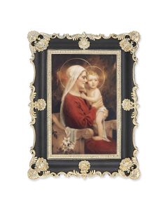 6" x 8" Antiqued Black and Gold Photo Frame with CHAMBERS: Madonna and Child Print-P65