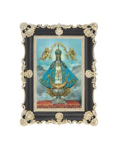 6" x 8" Antiqued Black and Gold Photo Frame with Virgen De San Juan Print- P65 
