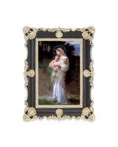 6" x 8"  Antiqued Black and Gold Photo Frame with Bouguereau: Divine Innocence Print-P65