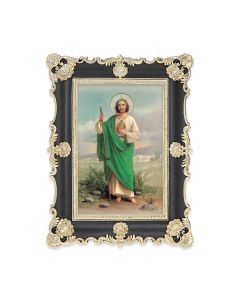 6" x 8"  Antiqued Black and Gold Photo Frame with Saint Jude Print-P65