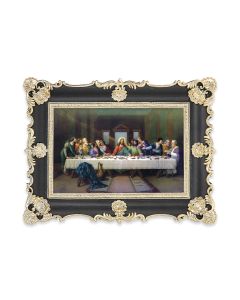 6" x 8"  Antiqued Black and Gold Photo Frame with Zabateri: Last Supper Print-P65