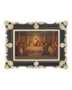 6" x 8" Antiqued Black and Gold Photo Frame with Chambers:  The Last Supper Print- P65 