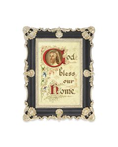 6" x 8"  Antiqued Black and Gold Photo Frame with House Blessing Print-P65