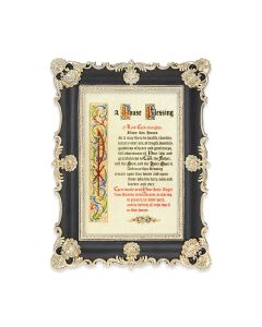 6" x 8"  Antiqued Black and Gold Photo Frame with House Blessing Print-P65