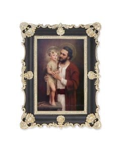6" x 8" Antiqued Black and Gold Photo Frame with CHAMBERS: St. Joseph Print-P65