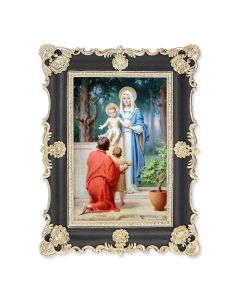 6" x 8" Antiqued Black and Gold Photo Frame with CHAMBERS:  The Holy Family with St. John the Baptist Print-P65