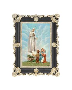 6" x 8" Antiqued Black and Gold Photo Frame with Immaculate Heart of Mary with Children Print- P65