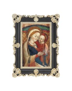 6" x 8" Antiqued Black and Gold Photo Frame with Our Lady of Good Counsel (Genazzano, Italy) Print- P65