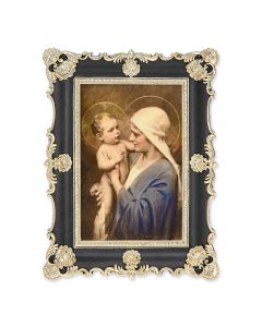 6" x 8" Antiqued Black and Gold Photo Frame with Chambers:  Jesus and Mary Print-P65
