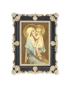 6" x 8" Antiqued Black and Gold Photo Frame with Chambers: Queen of Mothers Print-P65