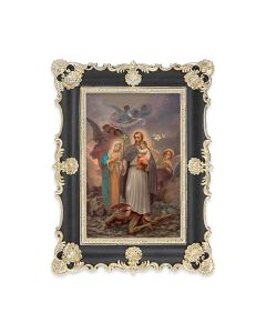 6" x 8"  Antiqued Black and Gold Photo Frame with Saint Joseph Terror of Demons Print-P65