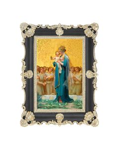 6" x 8" Antiqued Black and Gold Photo Frame with Vidal: Madonna and Child Print- P65