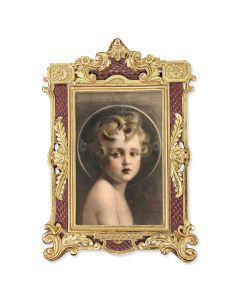 6 1/4" x 9 1/4" Textured Burgundy and Gold Photo Frame with CHAMBERS: Light of The World Print-P65