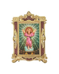 6 1/4" x 9 1/4" Textured Burgundy and Gold Photo Frame with  Divino Nino Print- P65