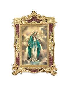 6 1/4" x 9 1/4" Textured Burgundy and Gold Photo Frame with O.L. of Grace Print-P65