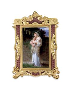 6 1/4" x 9 1/4" Textured Burgundy and Gold Photo Frame with Bouguereau: Divine Innocence Print-P65