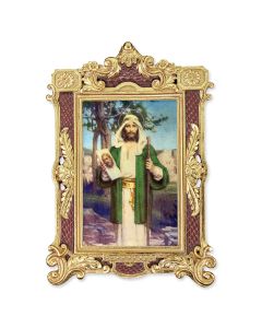 6 1/4" x 9 1/4" Textured Burgundy and Gold Photo Frame with CHAMBERS:  St. Jude Print-P65