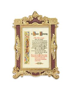 6 1/4" x 9 1/4" Textured Burgundy and Gold Photo Frame with House Blessing Print-P65