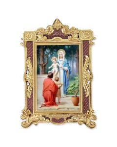 6 1/4" x 9 1/4" Textured Burgundy and Gold Photo Frame with CHAMBERS:  The Holy Family with St. John the Baptist Print-P65