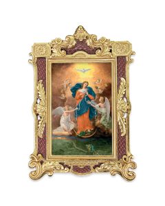 6 1/4" x 9 1/4" Textured Burgundy and Gold Photo Frame with O.L. Untier of Knots Print-P65
