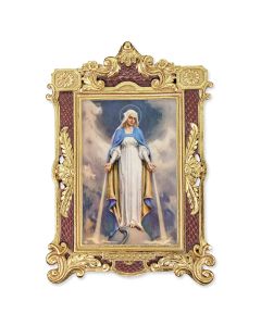 6 1/4" x 9 1/4" Textured Burgundy and Gold Photo Frame with Chambers: Our Lady of Grace Print-P65