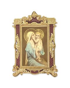 6 1/4" x 9 1/4" Textured Burgundy and Gold Photo Frame with Chambers: Queen of Mothers Print-P65
