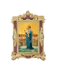 6 1/4" x 9 1/4" Textured Burgundy and Gold Photo Frame with Vidal: Madonna and Child Print- P65