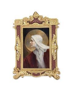 6 1/4" x 9 1/4" Textured Burgundy and Gold Photo Frame with CHAMBERS:  The Saint Print- P65 