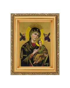 4 1/2" x 5 1/2" O.L. of Perpetual Help Print in a 5 1/2" x 7" Antique Gold Frame