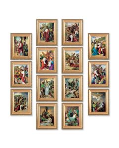 5.5" x 7" Antique Gold Frame with a Stations of the Cross Prints