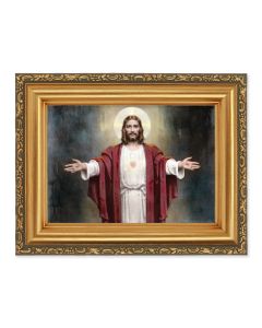 4 1/2" x 5 1/2" CHAMBERS: Welcoming Jesus Print in a 5 1/2" x 7" Antique Gold Frame 