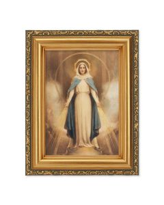 4 1/2" x 5 1/2" Chambers: Miraculous Mary Print in a 5 1/2" x 7" Antique Gold Frame 