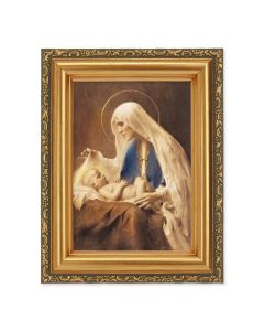 4 1/2" x 5 1/2"  Chambers: Madonna and Child Print in a 5 1/2" x 7" Antique Gold Frame 