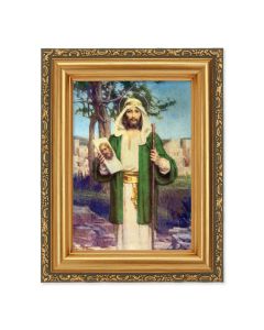 4 1/2" x 5 1/2"  CHAMBERS:  St. Jude Print in a 5 1/2" x 7" Antique Gold Frame 