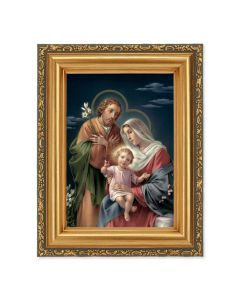 4 1/2" x 5 1/2"  Holy Family Print in a 5 1/2" x 7" Antique Gold Frame 