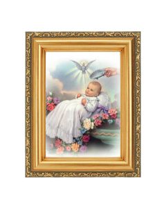 4 1/2" x 5 1/2" My Baptism Print in a 5 1/2" x 7" Antique Gold Frame