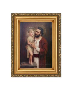 4 1/2" x 5 1/2"  CHAMBERS: St. Joseph Print in a 5 1/2" x 7" Antique Gold Frame 