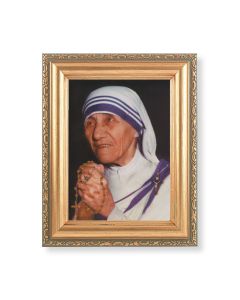 4 1/2" x 5 1/2" Mother Teresa Print in a 5 1/2" x 7" Antique Gold Frame