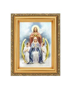 4 1/2" x 5 1/2" Chambers: Jesus Crowning Mary Print in a 5 1/2" x 7" Antique Gold Frame